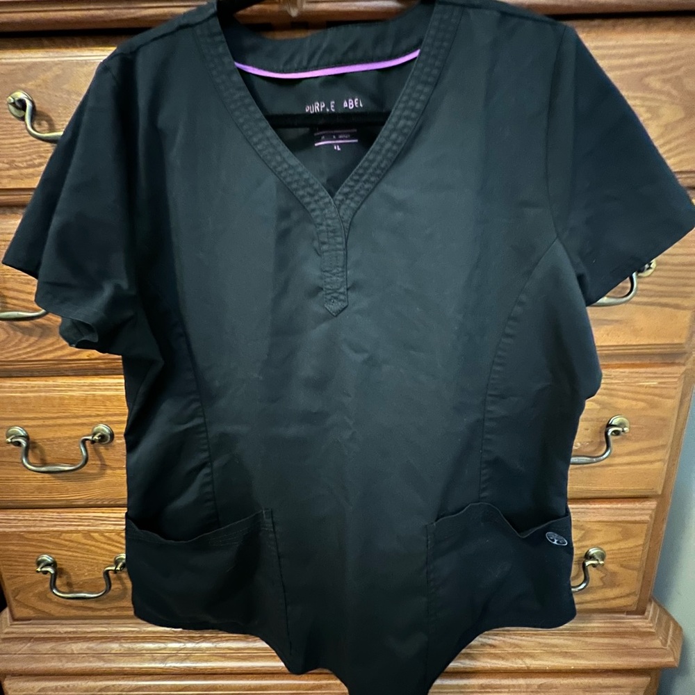 Black V-Neck Women's Scrub Top